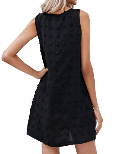 Moss Rose Beach Vacation Clothes for Women Sundresses Swiss Polka Dot Beach Cover Up V Neck Tank Dress with Pockets2