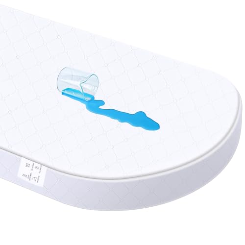 Oval Baby Cradle Mattress Cover, 15 W x 30 L x 2 H inches, Waterproof Cover, Foam, Universal, Suitable for Multiple Cradle Brands