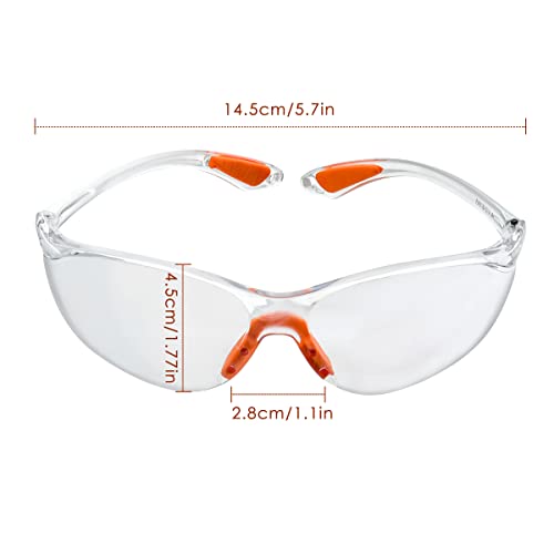 TMBMLPP Clear Safety Glasses,Eye Protection Glasses, Work Glasses Safety, Lab Goggles, Protective Glasses, Eye Protection, Safety Glasses,for Work, Construction, Laboratory,Anti Dust,Chemistry