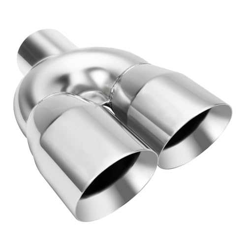 LCGP Dual Exhaust Tip 3 inch Inlet 4 inch Outlet 12 Length Universal Polished 304 Stainless Exhaust Tip Tailpipe for Car Truck Double Wall Weld-on Angle Cut (Right)