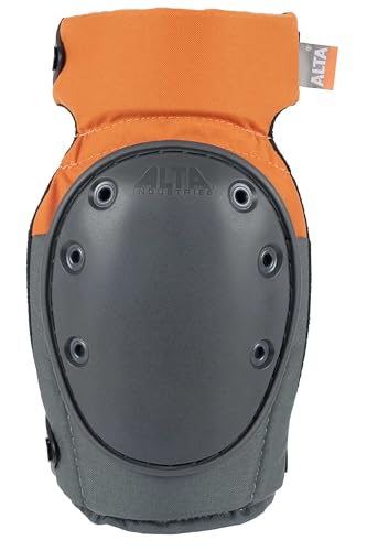 Image of ALTA 52943.50 AltaCONTOUR LC Gel Insert Knee Protector Pad, Gray /Orange Cordura Nylon Fabric, Dual AltaLOK Fastening, Flexible Cap, Long, Gray | AltaLok Fastening, Flexible Long Cap, Extra flexible, Sectional Neoprene foam padding