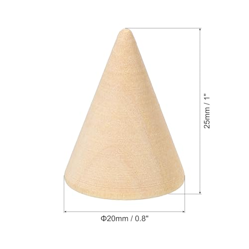 PATIKIL 25x20mm Natural Wood Cone Ring Holder - Image 2