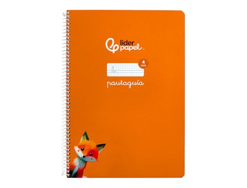 Liderpapel Cuaderno espiral a4 pautaguia tapa blanda 80h 75 gr cuadro pautado 4mm color naranja
