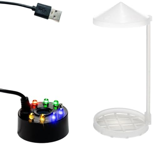 SSSTEXIM USB Mist Maker Fogger 8 LED Ultrasonic Cool Mist Fountain Humidifier for Halloween Christmas Indoor Party Decor Fish Tank Vase Birdbath with Splash Guard