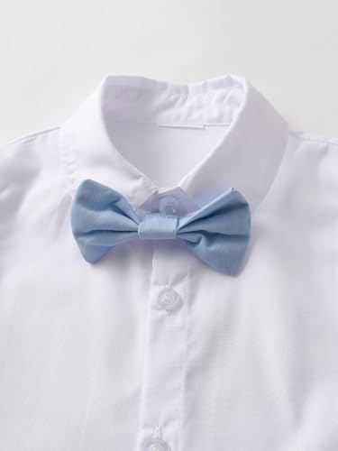 Image of Boys Summer Formal Outfit Set - Gentleman Baby Boy Outfit Toddler Suit Short Sleeve Bow Tie Shirt Pants