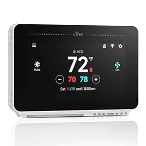 vine Programmable Thermostat for House with 4.3″ Touch Screen, WiFi Smart Home Thermostat for AC and Heating, App/Voice Control, Compatible with Alexa and Google Assistant, C-Wire Required, TJ-919T