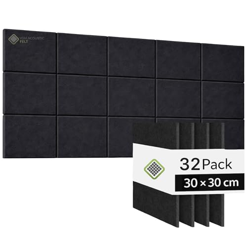 Image of YGM Acoustic Foams Luxury PET Felt Acoustic Self Adhesive Panels, 10 MM Thick, Sound Absorbing Panels for Wall | Room Noise Reducer & Sound Dampening (OG Black, 1x1 Foot - 32 Panels)
