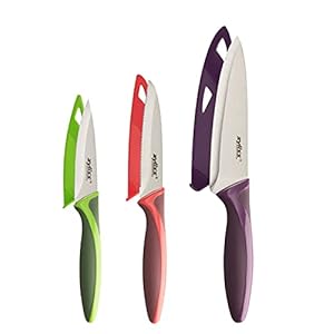 Zyliss keukenmessenset, TPE, PP, SS, groen/rood/paars/roestvrij staal, 31 x 13,5 x 3 cm