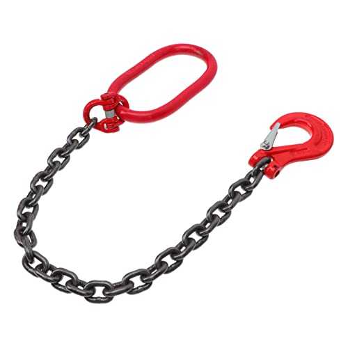 FUNOMOCYA Lifting Sling Engine Lift Chain Lifting Hooks Chain Sling with Hook Chain Sling with Grab Hook Pulley Heavy Duty Lifting 1 Ton Chain Hoist Single Leg Chain Slings Manganese Steel