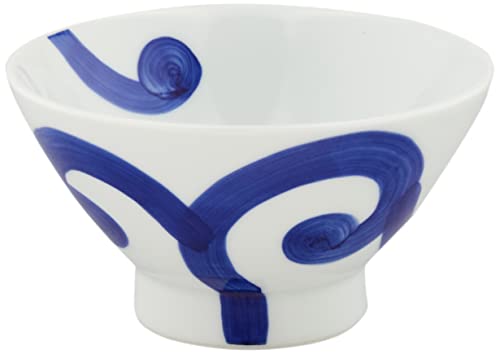 浜陶 波佐見焼 和山窯 WAZAN くらわんか碗 お茶碗 直径12cm ルリ太唐草 日本製 292989 ホワイト