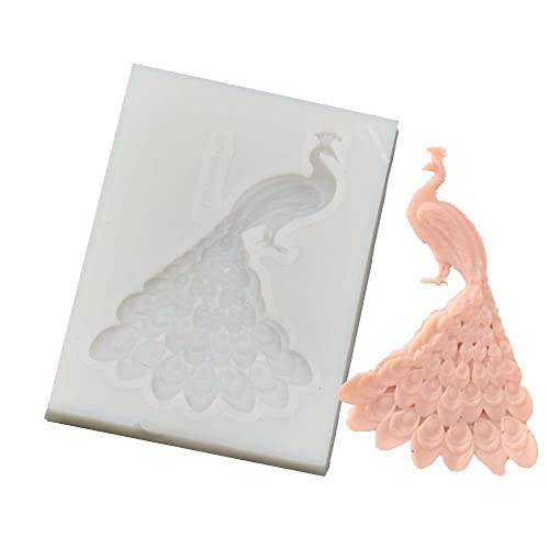 RELAND SUN Lindo pavo real DIY 3D molde de silicona haciendo bloques de hielo caramelo fondant chocolates jabones herramientas de decoración de pasteles mousse jalea gumpaste velas molde