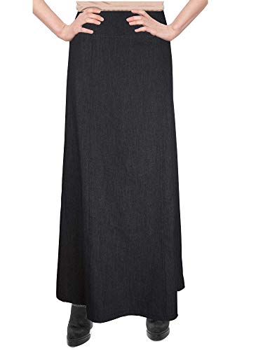 Baby'O Women's Basic Long Ankle Length Denim A-Line Panel Skirt2