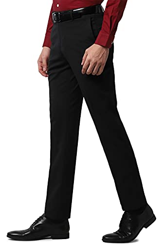 Image of Peter England Men Grey Solid Trousers