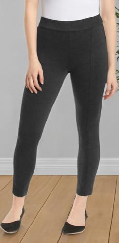 Anne Klein Womens Midweight Tummy Control Ponte Pant (Small, Charcoal Heather)4