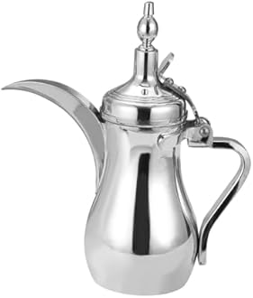 Arabic Coffee Pot Tea Kettle Arab Dallah Stainless Steel Beverage Dispenser Coffee Warmer Tea Pot for Eid Mubarak Camping BBQ, 700ml