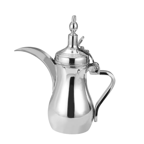 Arabic Coffee Pot Tea Kettle Arab Dallah Stainless Steel Beverage Dispenser Coffee Warmer Tea Pot for Eid Mubarak Camping BBQ, 700ml