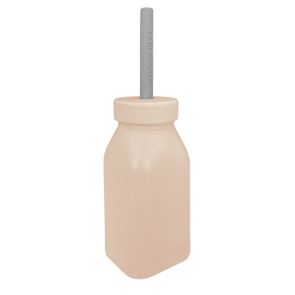MinikOiOi 101240004 Bottle 200 ml Bottle+Straw Beige