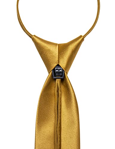 Image of YourTies Zipper Tie for Men Adjustable Pre-tied Satin Neckties and Pocket Square Set Solid Color Business Formal Wedding