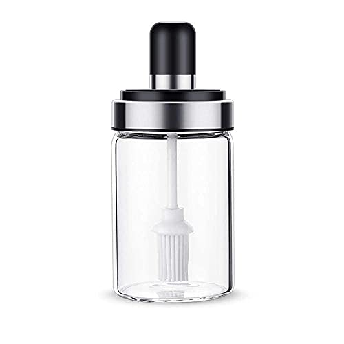 Puzmug Femora Borosilicate Glass Food Storage Jar With Brush For Ghee, Butter, Oil & Stoppers, Cheese - 250Ml