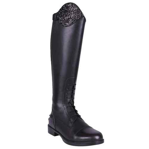 Bottes d'équitation QHP Romy enfant en cuir pour concours et club