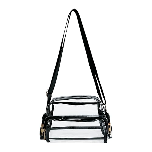 Clear Stadium Messenger Bag for women, PVC Shoulder Purse with Adjustable Strap, clear crossbody bags for Concerts