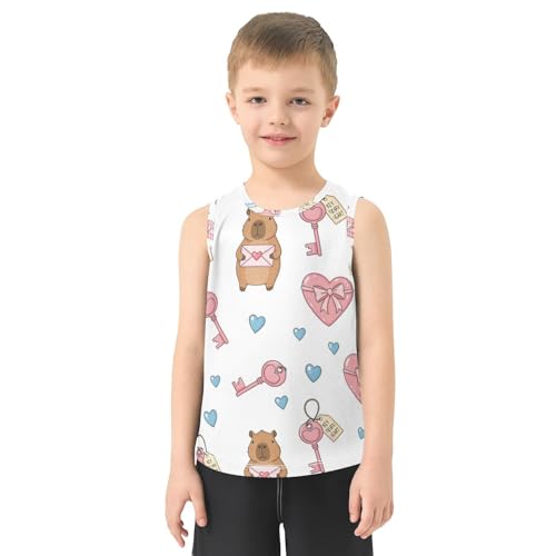 J JOYSAY Capybara Heart Key Boys Tank Top Sleeveless Muscle Shirts Quick Dry Sport Active Workout Kids T-Shirts 3-15T2