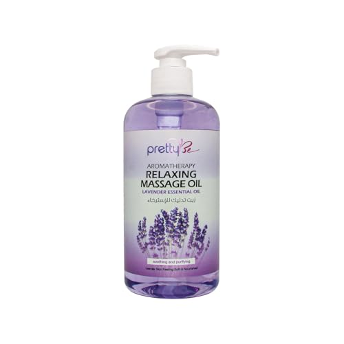 Pretty Be Aromatherapy Relaxing Massage Oil Lavender Essential Oil 500ml Soothing & Purifying Body Massage Oil Lightweight Fast-Absorbing Blend for Soft Skin Feel Home & Spa Use
