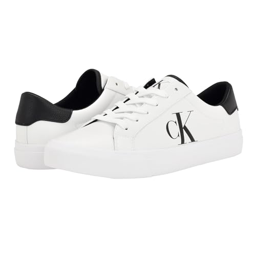 Calvin Klein Men's Rex Sneaker, White/Navy, 10.5