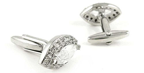 1 Par de Mancuernillas Para Hombre Ovaladas con Cristal miniatura 2