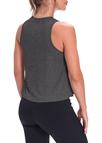 Image of Mippo Crop Tops for Women Womens Workout Tops Flowy Cropped Tank Tops Athletic Shirts