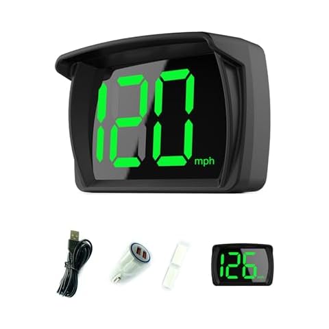 Shkalacar Car HUD Headup Display KM/H MPH GPS Digital Speedometer with LED Large Font Display + Car Charge Adapter for Car Truck SUV Motorcycle Cover