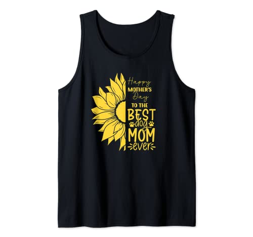 Feliz día de la madre a la mejor mamá perro flor de sol Camiseta sin Mangas