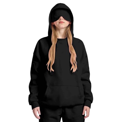 Airplane Mode Travel Hoodie Oversized Hooded Sweatshirt with Eye Mask Lightweight Zipper Pockets Pullover Tops Fall Hoodies