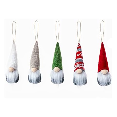 Suandsu 5 Pcs Christmas Ornaments Plush Gnomes Hanging Set Christmas Tree Decoration Party Supplies Grey-Clothes Cover