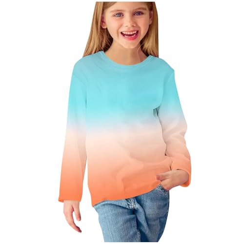 Kids Spring Casual Long Sleeve Shirts Trendy Gradient Thin Sweatshirts Girls Boys Loose Soft Base Pullover Tops