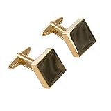 Custom Men’s Cuff Links with Engraved Initials (Brass Square) - Personalized Wedding Cufflinks for G