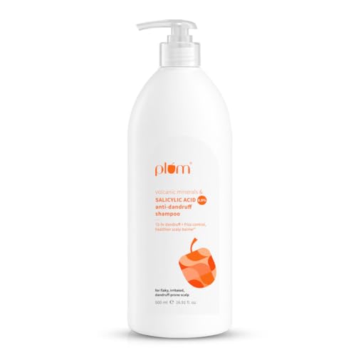 Image of Plum Anti-Dandruff Shampoo With Volcanic Minerals & 0.5% Salicylic Acid | 72-Hr Dandruff & Frizz Control|Maintains Healthy Scalp Barrier | Gently Exfoliates & Clarifies | Prevents Rough,Dry Hair 500ml