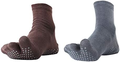 NOFALL Antislip Split Toe Ankle Length Cotton & Lycra Socks for Women, Ideal for Yoga, Exercise, Home, Suitable for Daily Use, Soft and Breathable (Pack of 2)