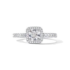 PAVOI 14K Gold Plated Halo Ring | Heart Ring for Women | Square Round Promise Rings for Her