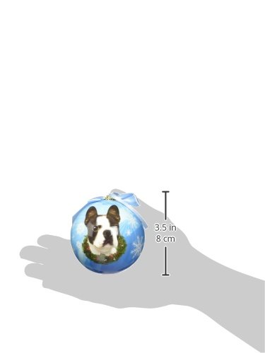 Boston Terrier Weihnachtsbaum-Anhänger – Harz Ornament Mit Rotem Band, Geschenk Für Hundeliebhaber