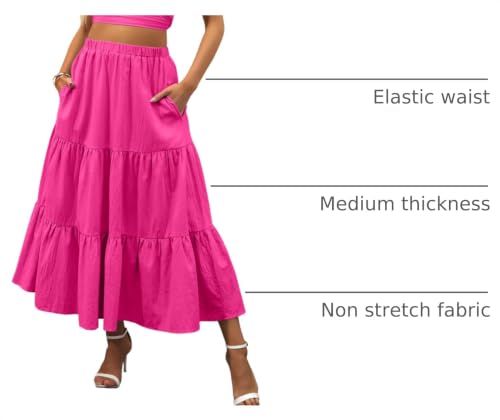 Image of ANRABESS Women's Summer Boho Flowy Swing Tiered A-Line Maxi Skirt 2026 Fashion Trendy Elastic Waist Pleated Long Beach Dress