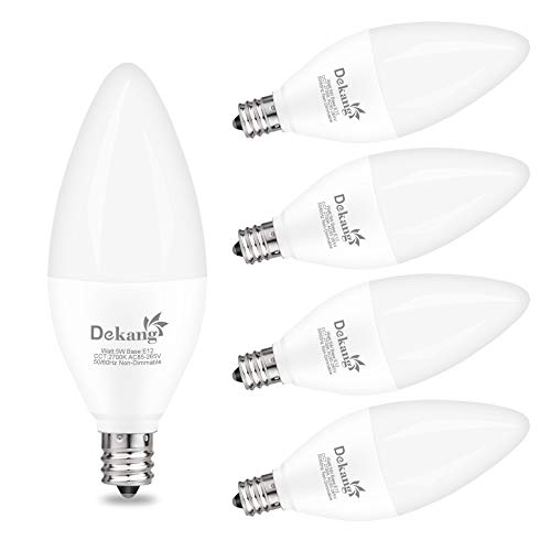LED Candelabra Bulbs, E12 Led Bulbs for Chandelier 60 Watt Equivalent, DeKang 2700K Warm White Small Base Led Light Bulbs, 5W Ra 80 Type B 550LM Non-dimmable B11 Light Bulbs, Pack of 5
