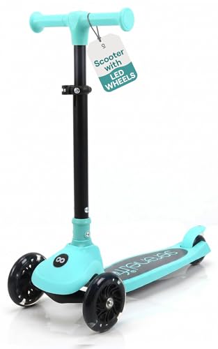 SereneLife Monopattino Bambino Pieghevole, Monopattino Bambina a 3 Ruote con Luci LED, Manubrio Regolabile e Freno, Monopattino a 3 Ruote, Scooter per Bambini e Bambine dai 3 Anni fino a 50 kg