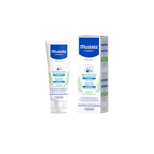 Mustela Crema Massaggio Balsamica per Raffreddore, Naso Chiuso e Tosse con Camomilla, Miele, Karité, Avocado, Tiglio, Pino, Neonati, Bambini e Tutta la Famiglia - Calma e Migliora il Sonno (40ml)