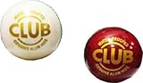 LABH TRADERS Power Skyline Hand Stitched 2 Piece Sports Cricket Club Leather Balls for T20, One Day and Test Match (White-Red) (Pack of 2)
