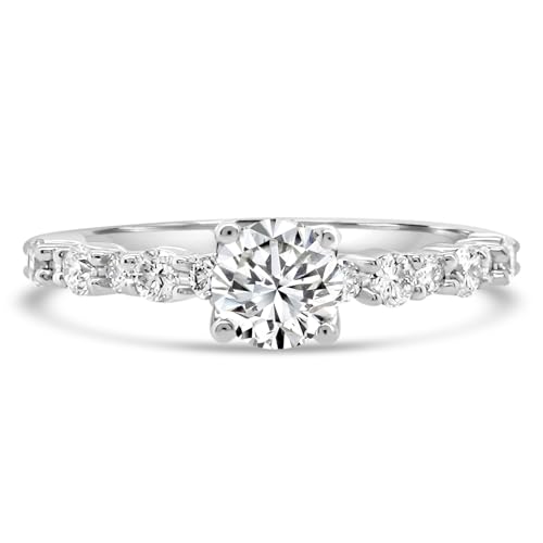 Splendid Wedding & Engagement Ring - 14K White Gold Plated - 2.10 Ct Round Cut Moissanite - Forever Moissanite Ring for Women's - Moissanite Anniversary Ring for Her - Gifts for Women