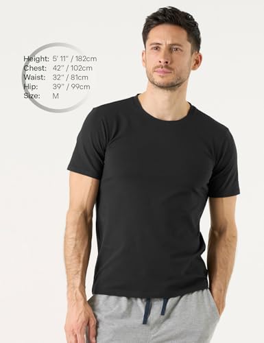 LAPASA Mens Cotton T-Shirt 3 Pack Stretch Solid Plain Short Sleeve Tag-Free Crew & V Neck Regular-Fit Soft M05/M062