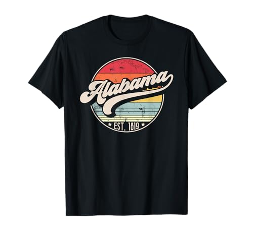 Retro Alabama Home State AL Cool 70s Style Sunset T-Shirt