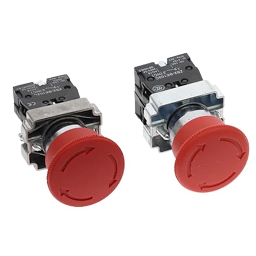 Interruptor de parada de emergencia XB2 de 22mm y 10A con cabezal selector rojo NONC 2