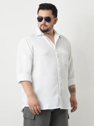 Image of Urbano Plus Men's Linen Blend Full Sleeve Relaxed Fit Casual Solid Shirt